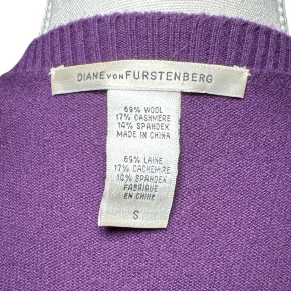DVF Diane Von Furstenberg Grodnica Wool Cashmere Blend Wrap Dress Purple Sz S - Picture 8 of 9